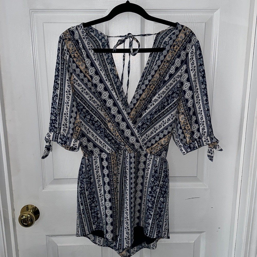 Navy & White Floral Romper size Medium